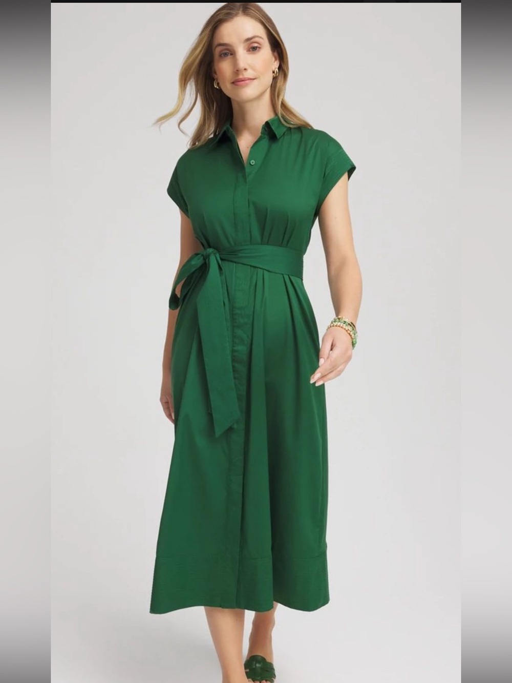 Chicos Poplin Midi Shirtdress